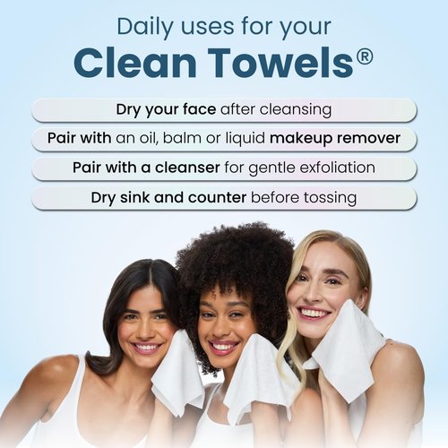 Clean Skin Club Clean Towels® XL Variety 4-Pack Travel Set, Disposable Face Towels, Includes Original, Sensitive, Blemish Control & Healthy Aging, 40 Count Total, 10 Each