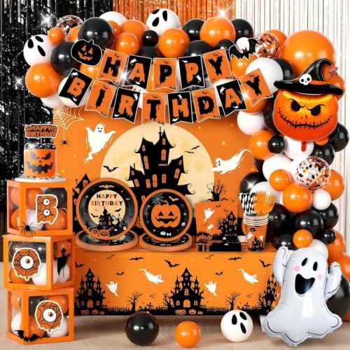Halloween Party Decorations Kit for 24 Guests Balloon & Tableware Set