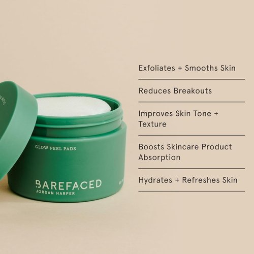 Barefaced Glow Peel Pads - Deep Exfoliating Face & Body Pads with 15% Glycolic Acid | 60 Count for Smooth Skin & Reduced Breakouts