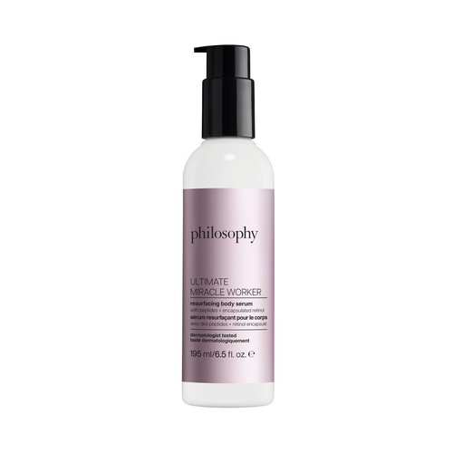 philosophy ultimate miracle worker resurfacing body serum - with retinol, hyaluronic acid & peptides - clinically proven to immediately double skin's moisture and reduce crepiness - 6.5 fl oz
