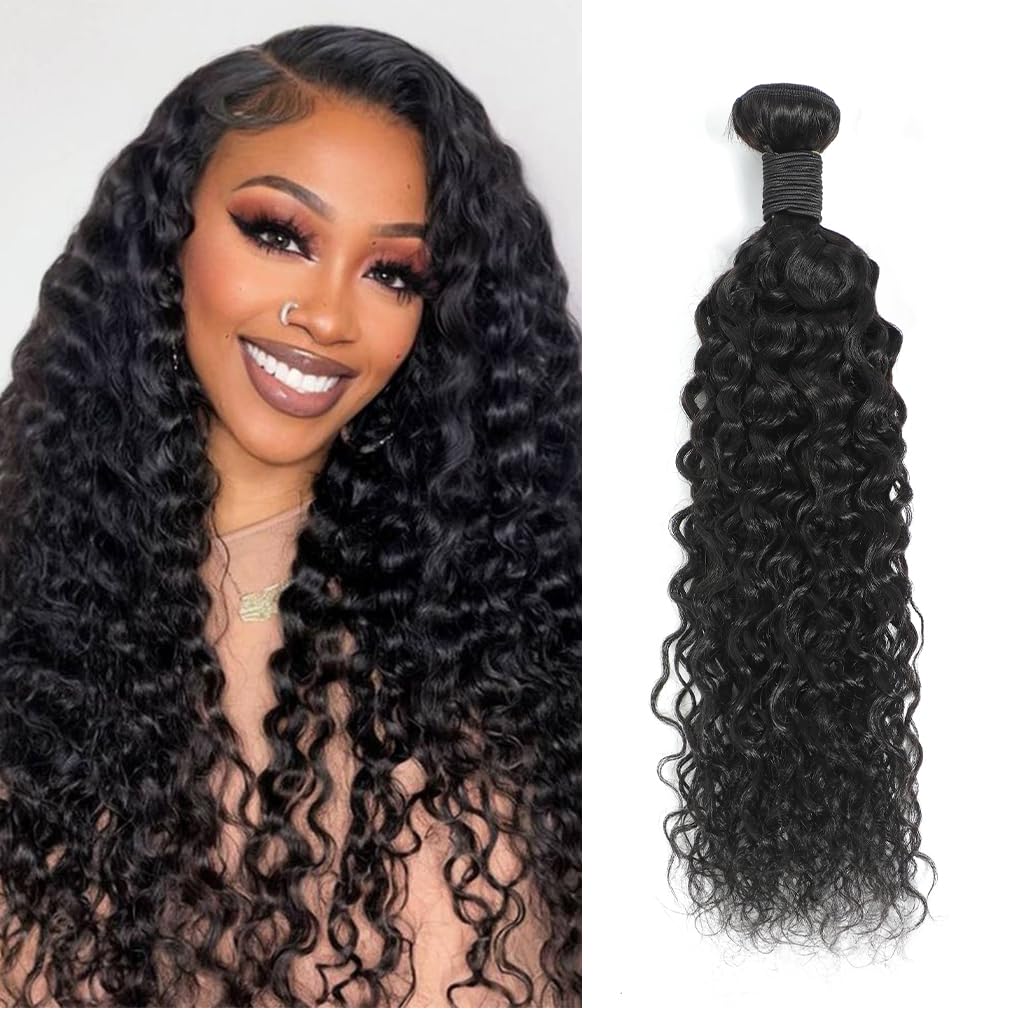 Water Wave Human Hair Bundles 24 Inch 12A Brazilian Water Wave Curly Bundles Wet And Wavy Bundles Double Weft Deep Curly Wave Bundles Natural Black