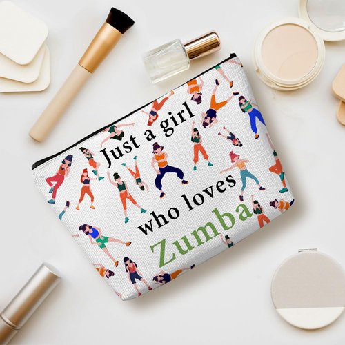 Henhesaha Funny Girl Loves Zumba Cosmetic Bag for Women, Zumba Gifts, Zumba Lovers Gifts Makeup Bag Funny Cosmeticcase for Sister Dance Zumba Team Leader Teacher Friend Birthday Friendship Christmas