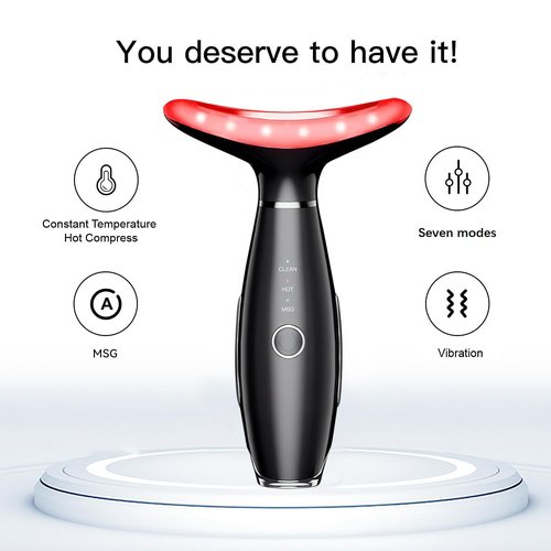 Face Massager -7 Color Red-Light-Therapy,Cool and Thermals for Face and Neck for Wrinkles, Double Chin, Vibrating Facial Massager