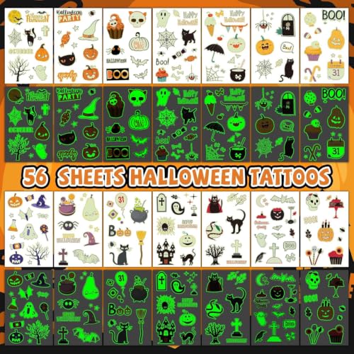 Glow Halloween Temporary Tattoos for Kids Bulk - 500+ Styles, Non-Toxic & Easy to Remove