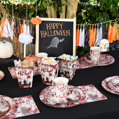 Halloween Bloody Zombie Disposable Paper Plates for Party, 20 Count