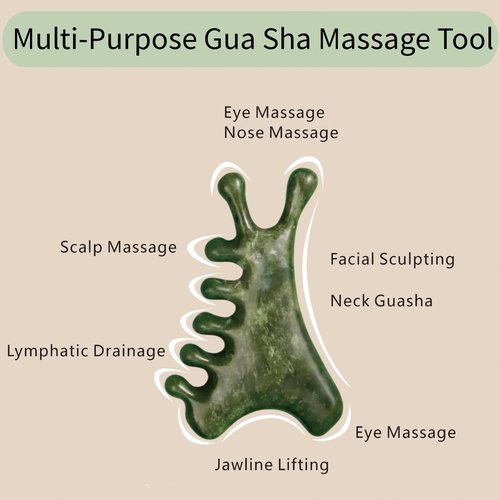 4-in-1 gua sha Tool for face | Jade Facial Massage Tool | Face Lymphatic Drainage Tool | 100% Natural Jade Stone face Sculpting Tool