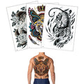 Full Back Realistic Temporary Tattoos - Tiger Design, Waterproof & Easy Removable