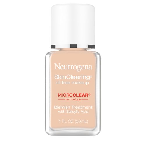 Neutrogena SkinClearing Oil-Free Acne and Blemish Fighting Liquid Foundation with.5% Salicylic Acid Acne Medicine, Shine Controlling Makeup for Acne Prone Skin, 60 Natural Beige, 1 fl. oz