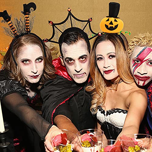 Halloween Headbands 6 Pack Pumpkin Bat Witch Ghost Spider Web Costume Accessories