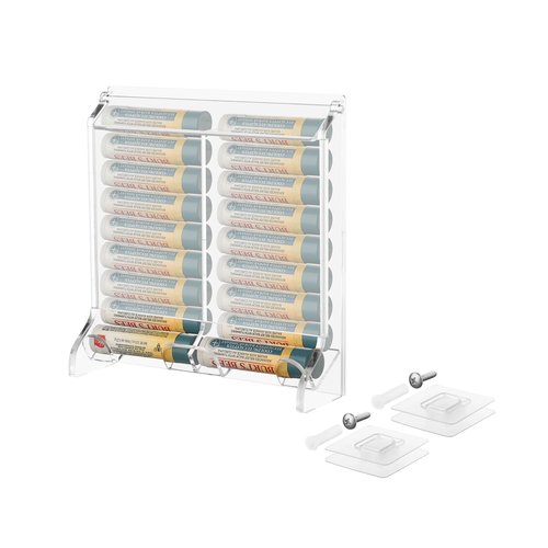 Beautyflier Clear Acrylic Lip Balm Dispenser, Organizer Holder for Lip Balm, Stackable Containers Freestanding Counter Display Stand for Lipsticks, Glosses, Lip Balm (Holder Only)