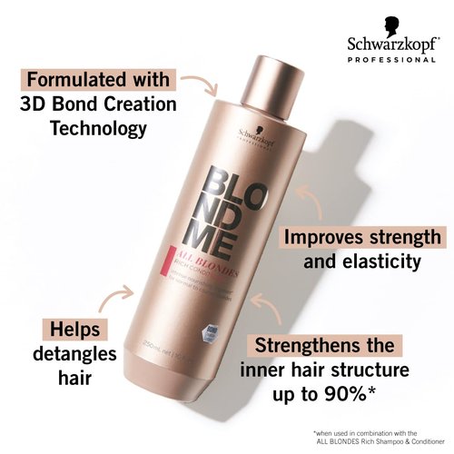 BlondMe All Blondes Rich Conditioner - Nourishing Daily Treatment for Color-Treated Blonde Hair (300ml)