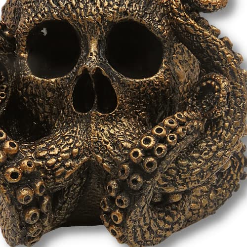 Marine Life Skull Octopus Metal Figurine - Unique Home Decor Gift
