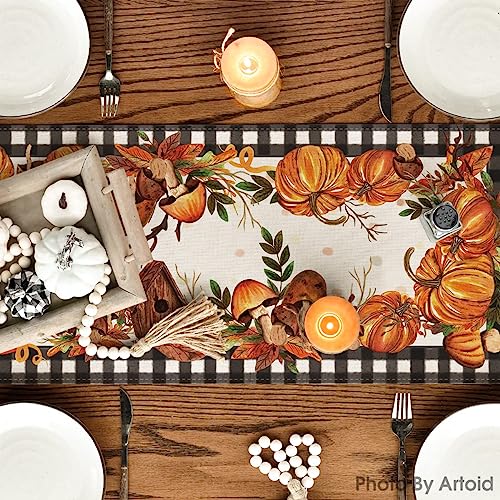 13x72 Inch Fall Table Runner - Black Polyester Home Decor