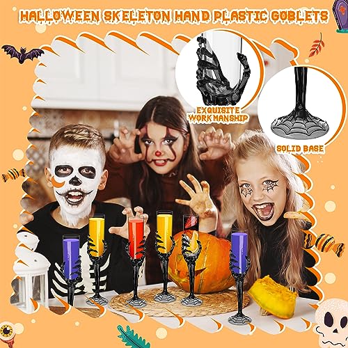 Halloween Skeleton Hand Plastic Champagne Flutes - Bulk Party Goblets Set of 48
