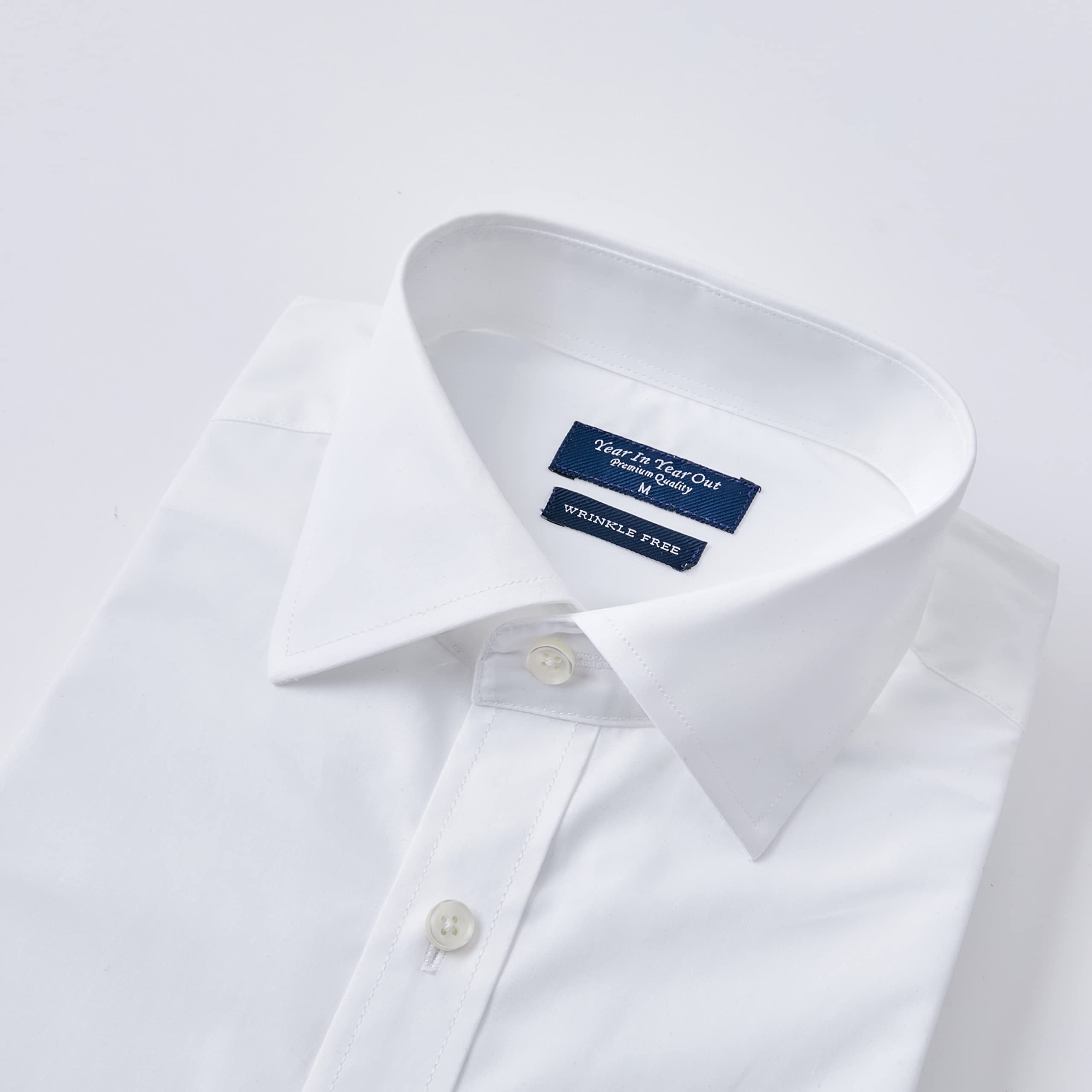 Year In Year Out French Cuff Wrinkle Free Dress Shirt for Men Regular Fit Long Sleeve Wrinkle Resistant Shirt(White 175A,L)