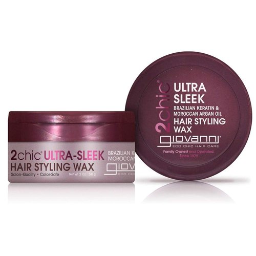 GIOVANNI 2chic Ultra Sleek Hair Styling Wax | Strong Hold with Brazilian Phyto-Keratin & Argan Oil - 2 oz