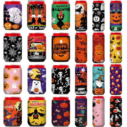 SiliFine 24 Pcs Halloween Can Cooler Sleeve Neoprene Beer Drink Cover