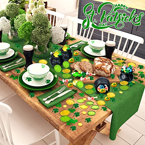 St. Patrick's Day Cauldrons Set with Gold Coins and Shamrock Confetti - Party Decorations
