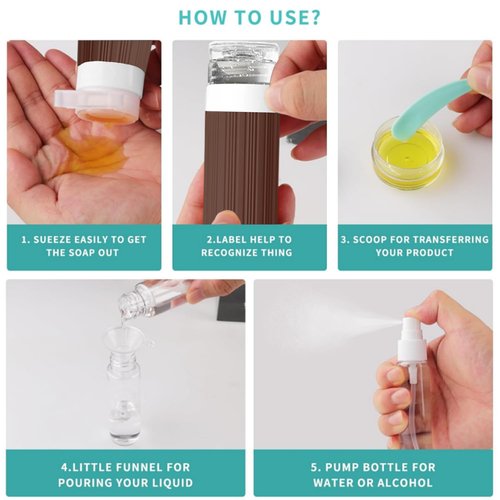 NuvaConx 18 Pack Travel Bottles Set, TSA Approved Leak Proof Silicone Squeezable Containers for Toiletries, Refillable Travel Accessories for Conditioner, Shampoo, Lotion & Body Wash Accessories