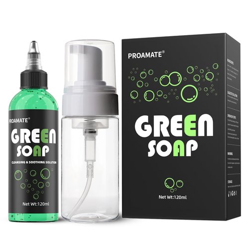 proamate Green Tattoo Soap 4OZ with Foaming Bottle 120ml, Tattoo Soap Tattoo Supplies for Tattoos Piercings, Clean Skin Equipment