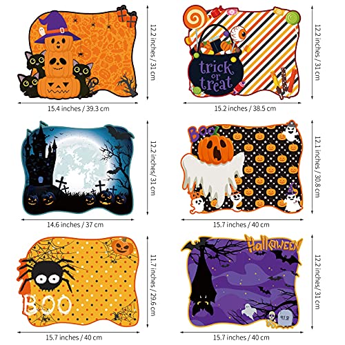 Halloween Placemats Set of 6 - Pumpkin Spider Ghost Table Mats - Halloween Variation