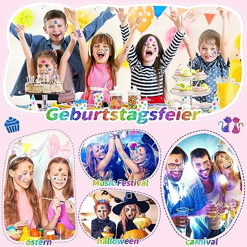 Kids Glitter Tattoo Kit - 38 Colors, Fluorescent & Glitter, Stencils & Accessories
