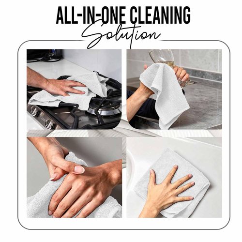 RIVERSIDE Pack of 24 Wash Cloths for Showering, 12 x 12 Inches, Super Soft & Absorbent, 100% Cotton Washcloths Premium Quality Flannel Face Cloths for Bathroom, Gym, Spa (White, 24 Pack)
