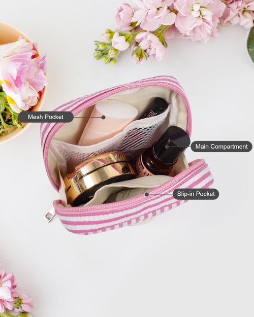 Easter Basket Gifts for Kids Teen Girls- Personalized Initial Cute Pink Cosmetic Makeup Bag Pouch Make Up Bags Travel Toiletry Bag for Her Mom Girlfriend Wife Teacher 18th Birthday Gifts for Girls