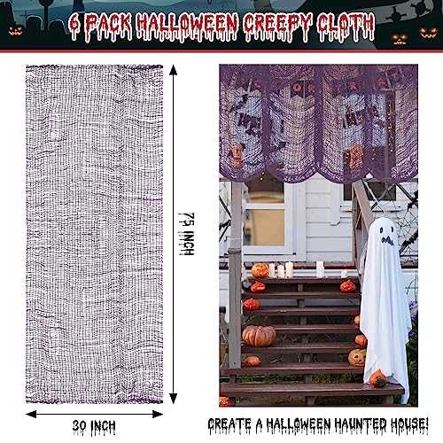 Halloween Creepy Cloth 6 Pack - Black, Purple, White Outdoor Fabric Yard Decor