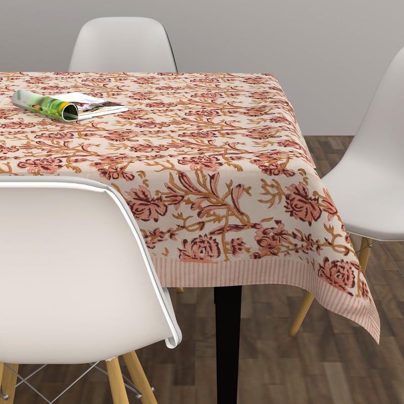 Blush Branches Tablecloth - 60x90 Inch Rectangular Cotton Farmhouse Decor