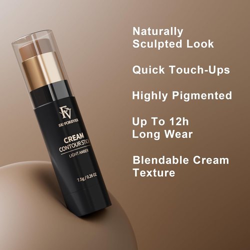 FV Cool Toned Contour Stick - Creamy, Blendable Formula for Natural Face Sculpting | Long-Lasting, Waterproof, 01 Amber