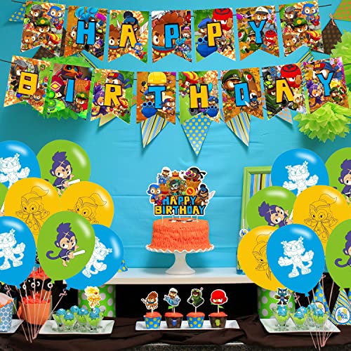 Bloons TD 6 Birthday Party Decorations Set with Banner Balloons & Cake Toppers