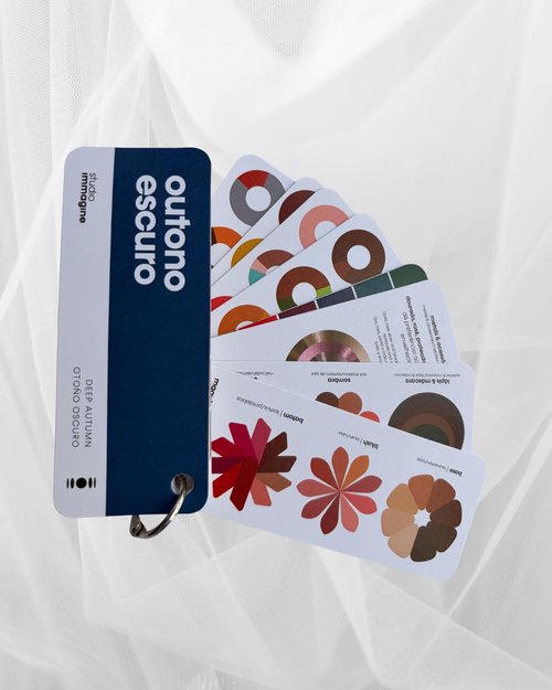 Multilingual Deep Autumn Palette Color Fan by Studio Immagine, Perfect for Smart Shopping and Outfit & Wardrobe Planning; Otono Oscuro/Outono Escuro