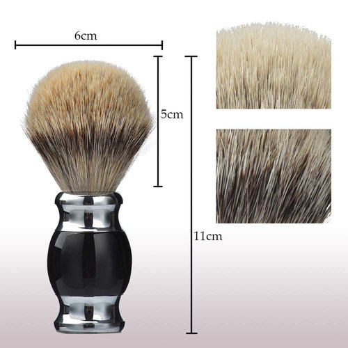 JEQUIL&CORENVEO 100% Silvertip Badger Hair Shaving Brush, Handmade Shaving Brush with Fine Resin Handle and Stainless Steel Base (Black)
