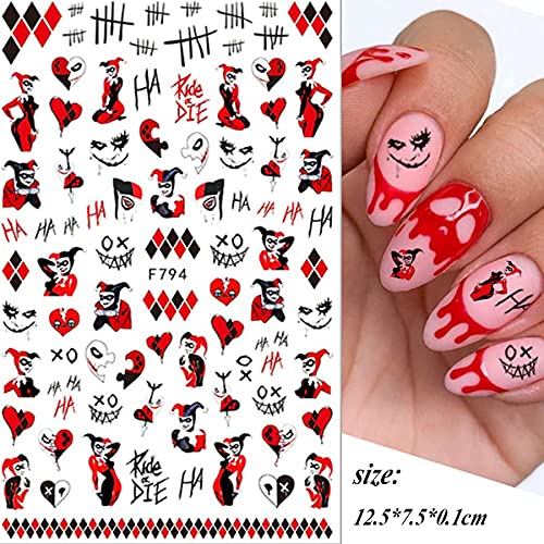 Halloween Nail Decals Set - 5 Sheets Blood, Ghost, Clown, Vampire Designs for Spooky Nail Art