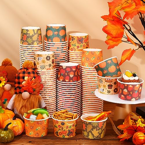 180 Pack Disposable Thanksgiving Snack Cups - Elegant Pumpkin & Skeleton Designs