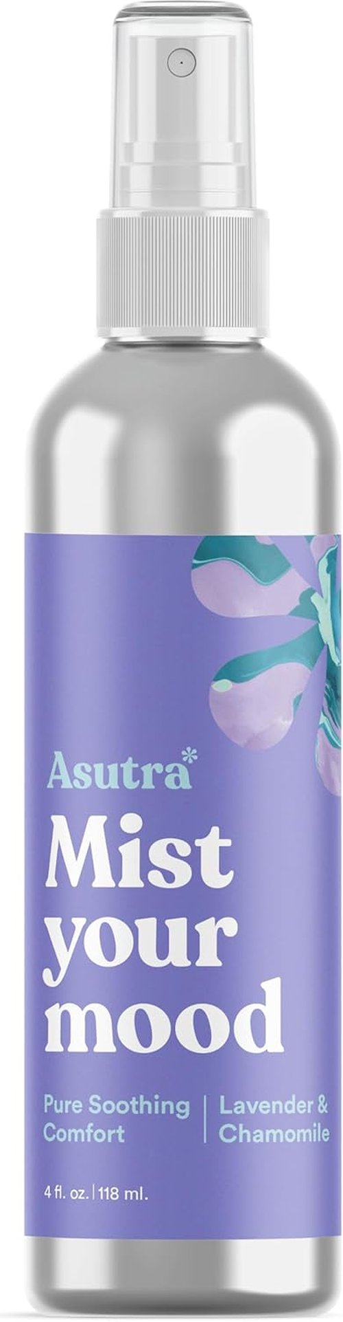 ASUTRA Aromatherapy Pillow Spray - Lavender & Chamomile Essential Oil Mist, 4 fl oz Aluminum Bottle | Refresh Face, Body, Rooms & Linens