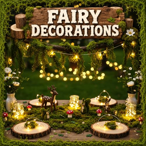 Halloween Enchanted Forest Table Runner Set with Pine Wood Slices & Artificial Moss