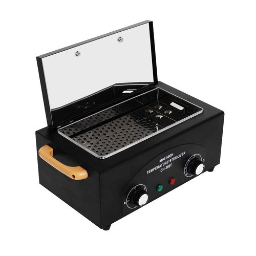 QUTUNI High Temperature Metal Tool Cleaning Box, 1.5L Dry Heat Box with Adjustable Temperature and Time for Nail Barber Tattoo Metal Equipment Cleaning (Black)