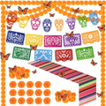 Large Dia De Los Muertos Decorations Set with Marigolds & Butterflies - Stripe