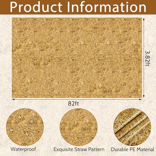 Rustic Western Straw Hay Bale Tablecloth Roll - 54x82 ft for Party Decor