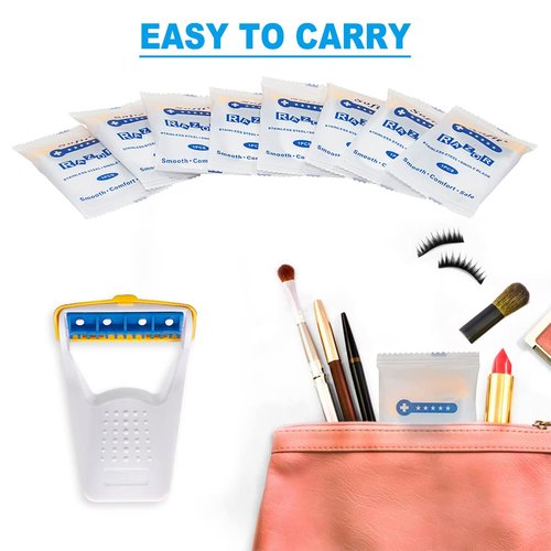 50Pcs Portable Disposable Razors, Skin Blade Razors, Individually Packaged Dry/Wet with Protection Cap, Stainless Steel Single Blade Hair Removal Prep Blade Razors for Women Men for Home&Summer Travel