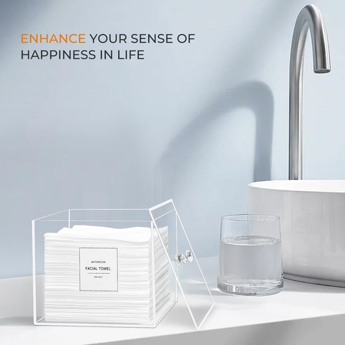 Rolheit Disposable Face Towel Holder, Acrylic Face Towelettes Storage Box Compatible with Clean Skin Club Clean Towel Face Towels, Clear Skin Towels Containers, Makeup Remover Cloth Organizer