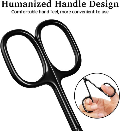 Velodios Professional Cuticle Scissors Extra Fine for Women and Men, Upgraded Curved Precise Pointed Tip Grooming Scissors for Trimming Eyebrow, Eyelash, Trim Nail and Dry Skin (Black)