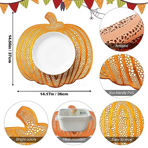 Pumpkin Placemats Set of 12 - Fall Harvest Table Decor for Thanksgiving & Halloween
