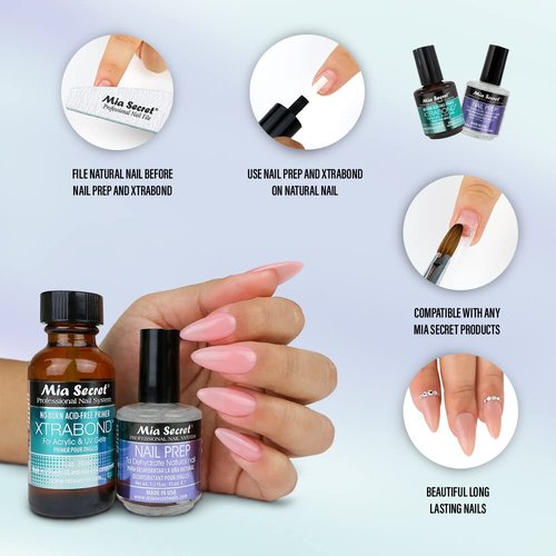 Mia Secret Nail Prep Dehydrator & XtraBond Acid-Free Primer - pH Balanced 0.5 oz
