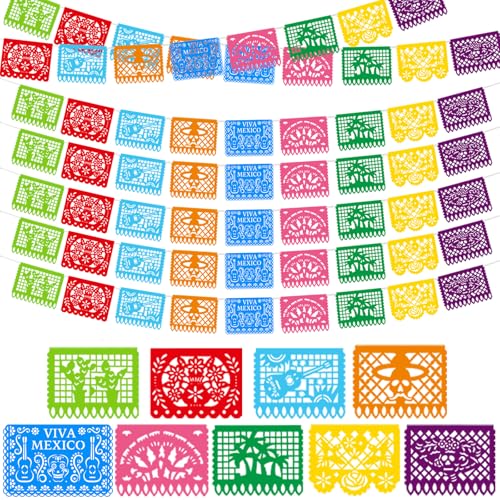 Blue Dia De Los Muertos Papel Picado Banner Set - 12 Pack, 216FT