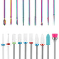 19-Pieces Nail Drill Bits Sets, 3/32 Inch Carbide and Ceramic Acrylic Gel Remover Nail Drill Bits Kit for Electric Nail File Machine, Acrylic Nail Art Tools for Manicure Pedicure, Home Salon Use