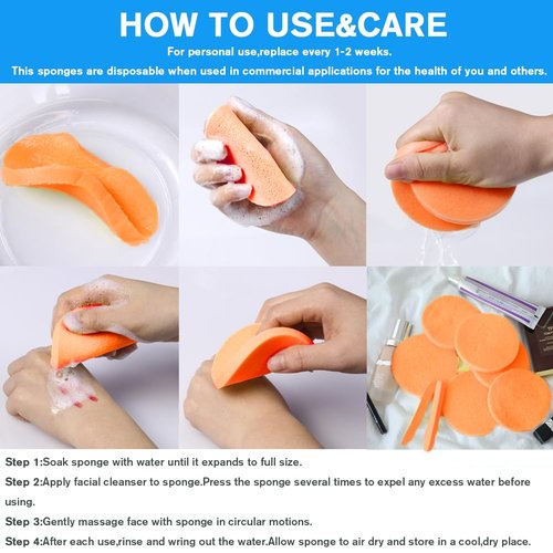 Facial Sponge Compressed 120 Count,Makeup Remover Wash Pads Round Soft Face Cleansing Sponges for Woman Exfoliating Mask,Makeup Removal,Spa Cleaning,Orange‌