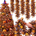 Halloween Tinsel Garland with Pumpkin - 100 Ft Orange Black Decor